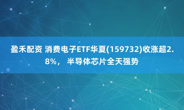盈禾配资 消费电子ETF华夏(159732)收涨超2.8%， 半导体芯片全天强势